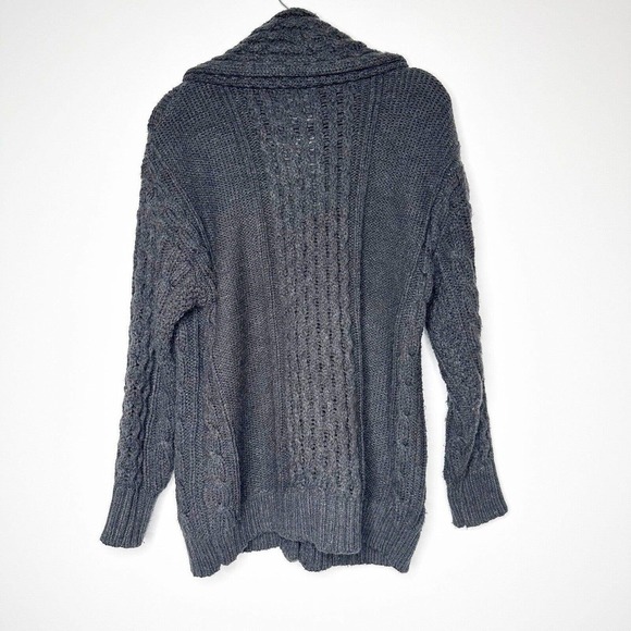 Skull Cashmere Cable Knit Shawl Collar Cardigan Sweater Women's Charcoal Gray S - Picture 2 of 4